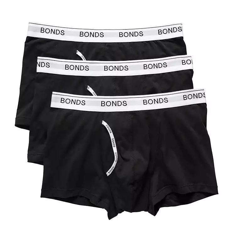 3 x Bonds Guyfront Trunk Mens Underwear Undies Black/White