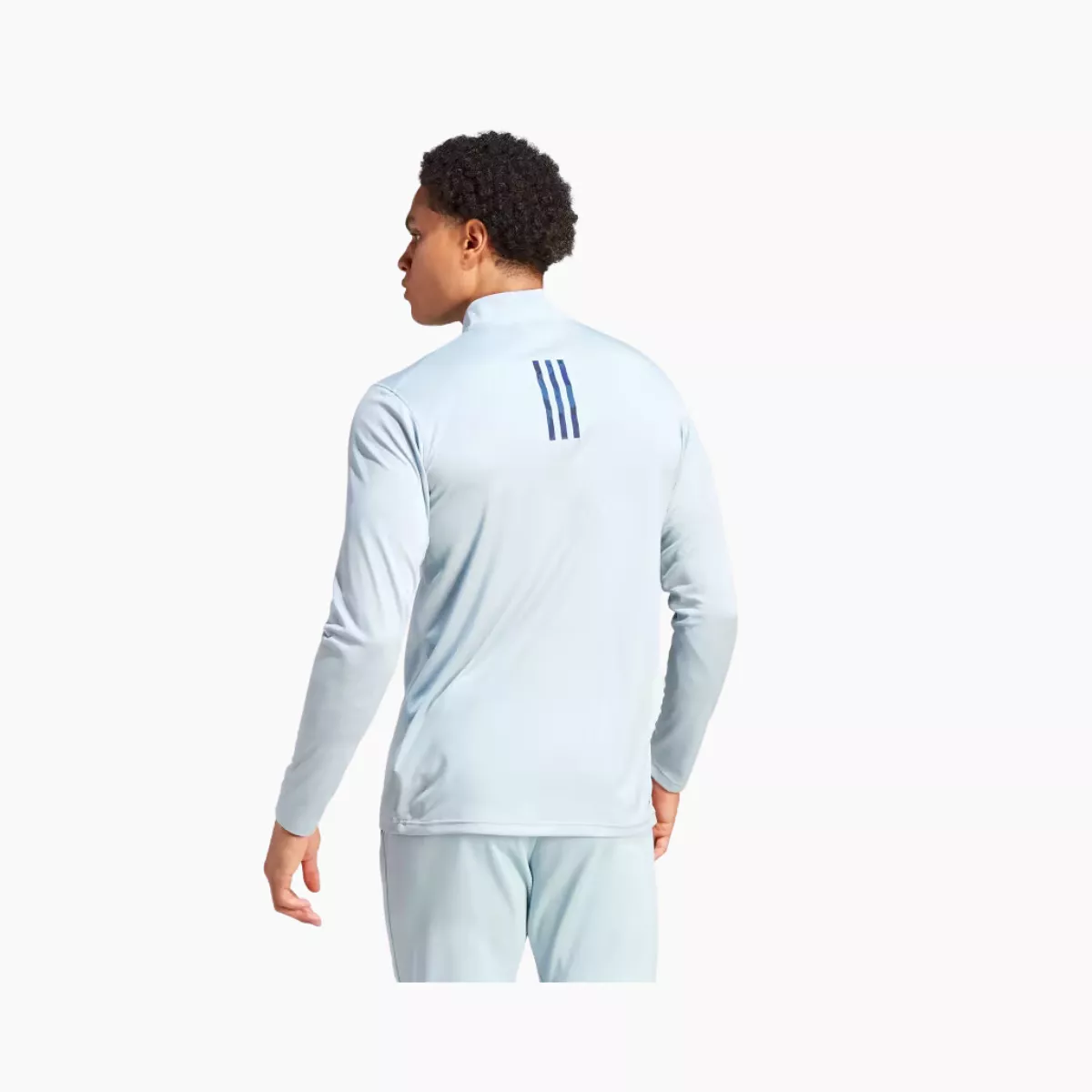 Adidas Essential Seasonal Men's Training 1/4-Zip Long Sleeve Sweat Shirt -Wonder Blue/Legend Ink