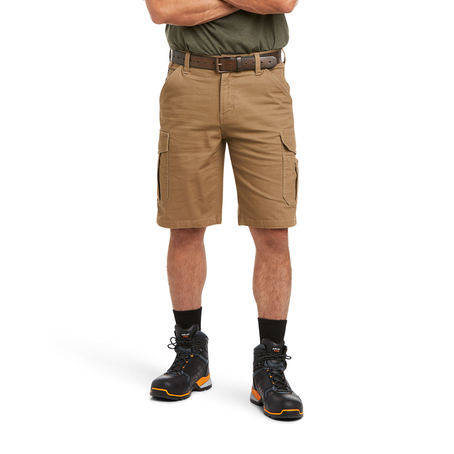 Ariat Men's Rebar DuraStretch Made Tough Cargo Short in Field Khaki