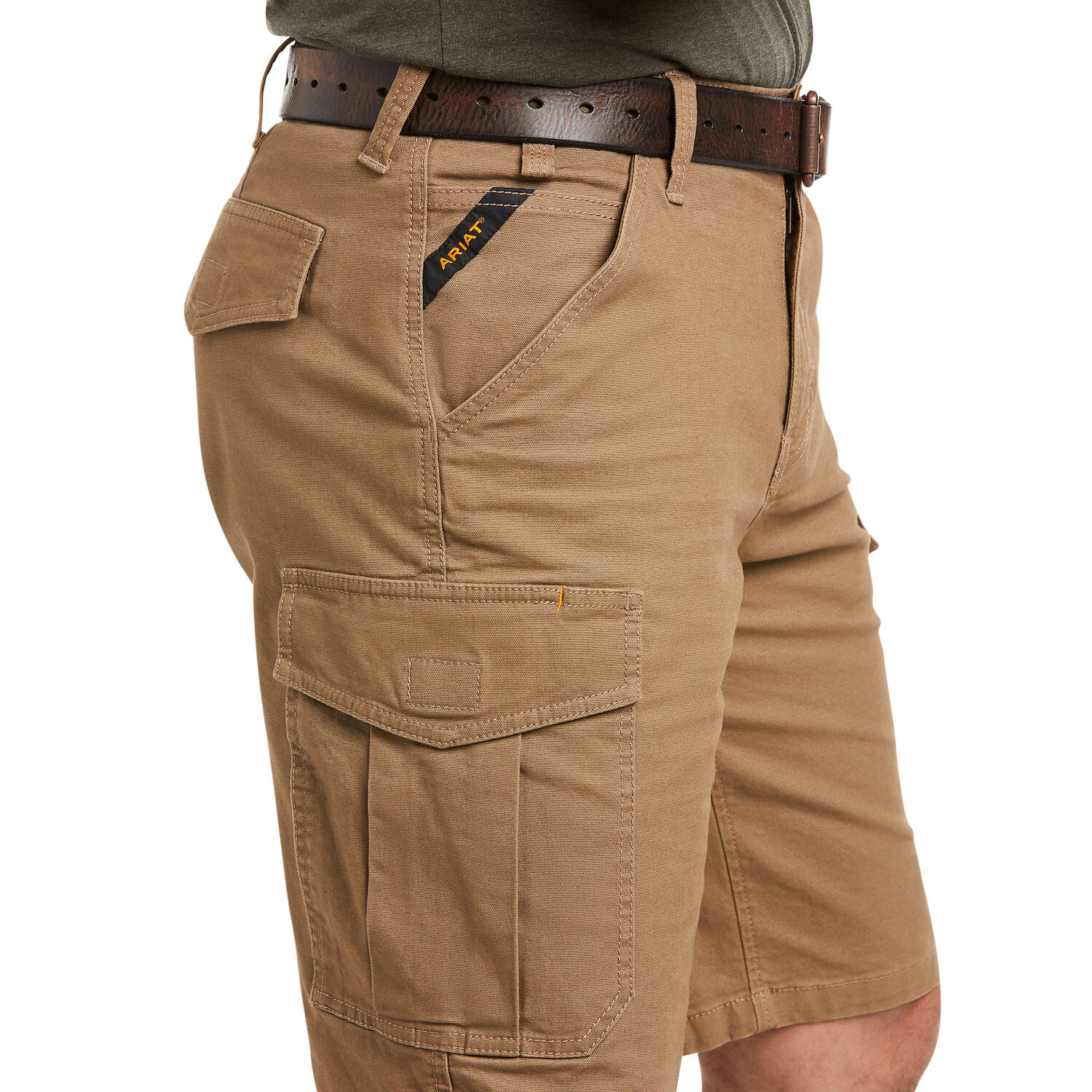 Ariat Men's Rebar DuraStretch Made Tough Cargo Short in Field Khaki