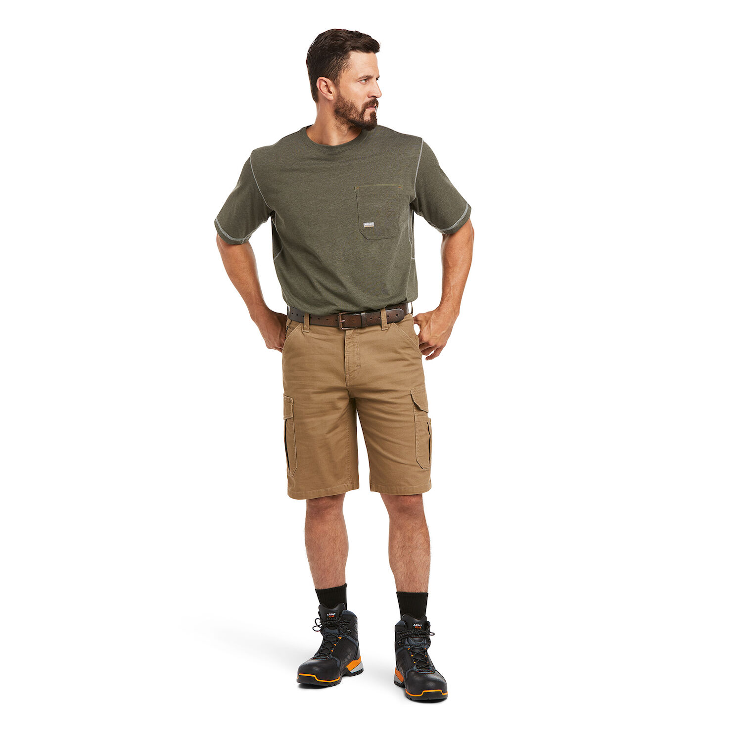 Ariat Men's Rebar DuraStretch Made Tough Cargo Short in Field Khaki