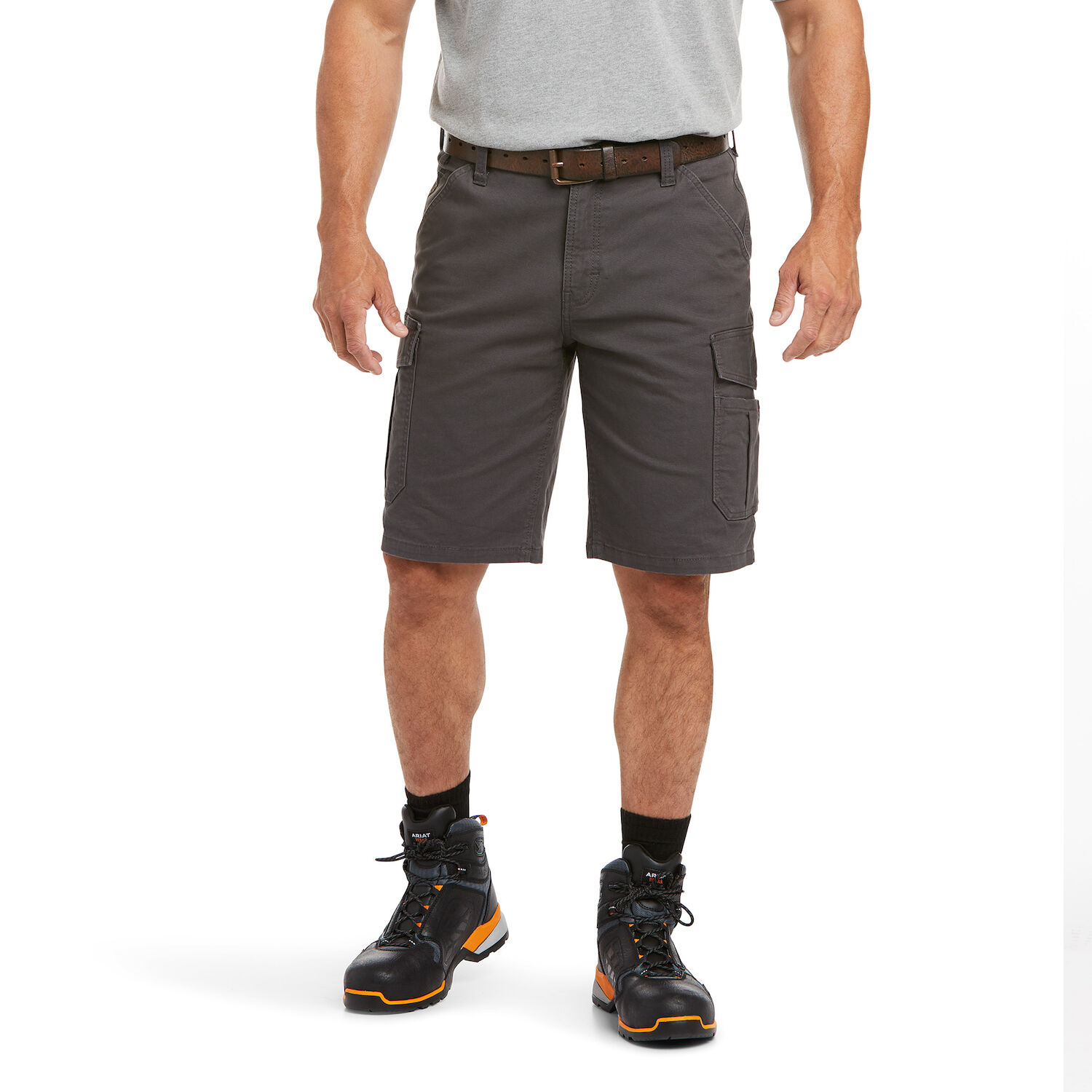 Ariat Men's Rebar DuraStretch Made Tough Cargo Short in Rebar Grey