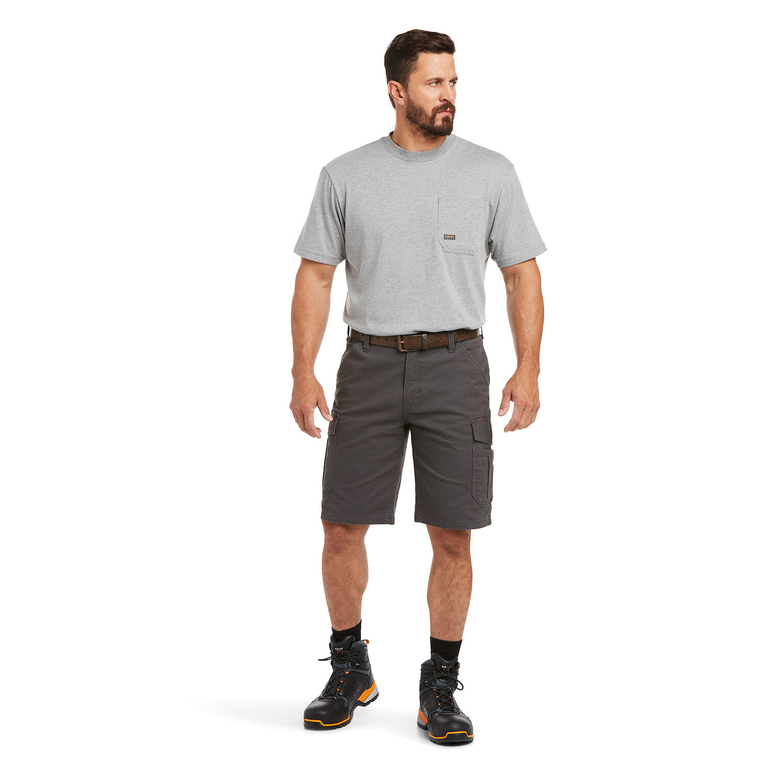 Ariat Men's Rebar DuraStretch Made Tough Cargo Short in Rebar Grey