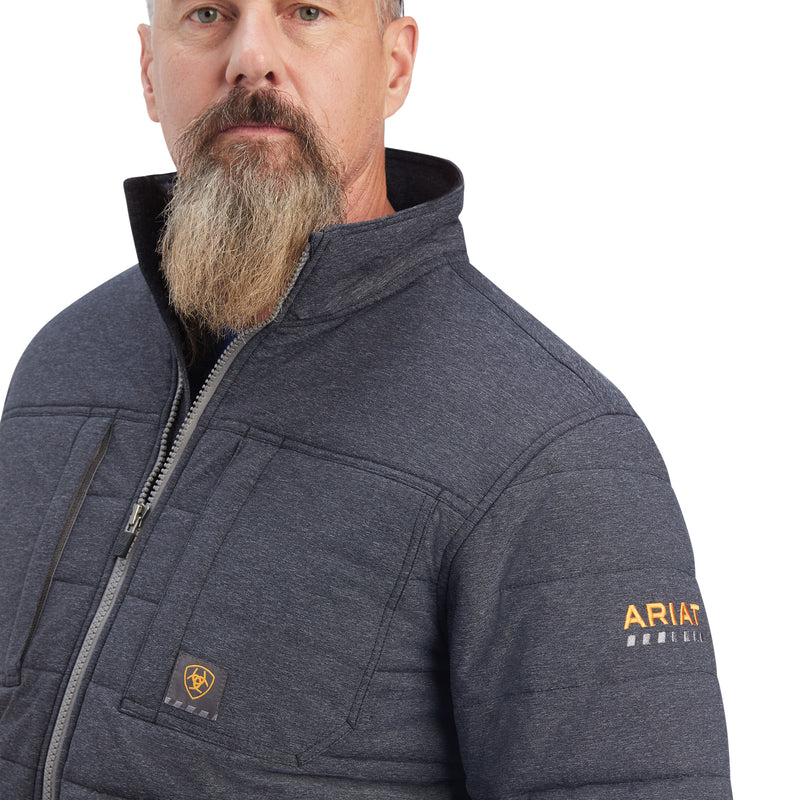 'Ariat' Men's Rebar Valiant Stretch Canvas Insulated Jacket - Charcoal Heather