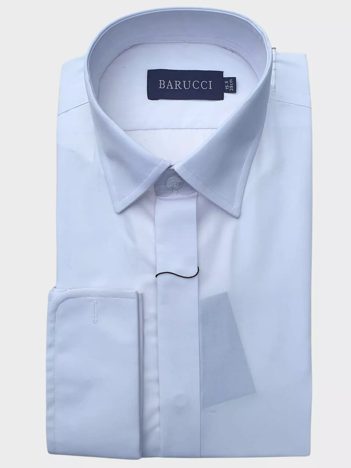 Barucci Men's White Double Cuff Slim Fit Formal Shirt