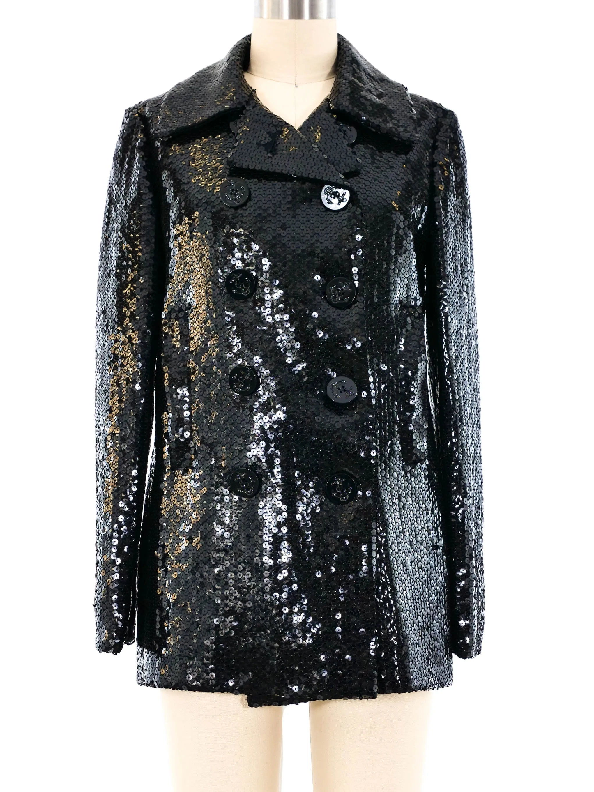 Bill Blass Double Sequin Pea Coat