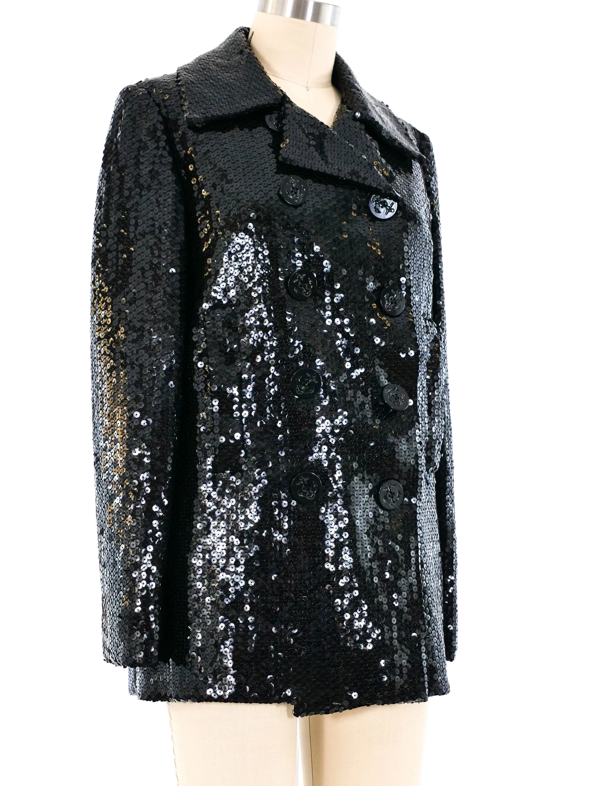 Bill Blass Double Sequin Pea Coat