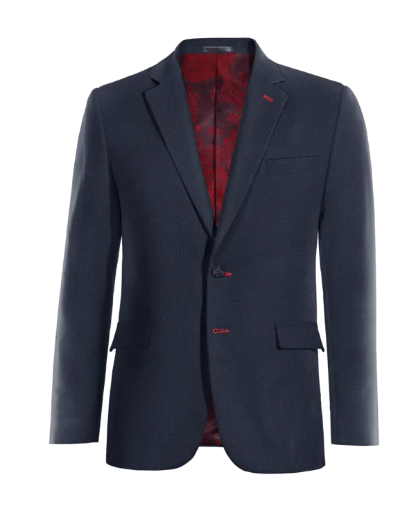  Blazer azul marino de seersucker a rayas ligera