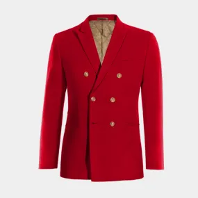  Blazer cruzada rojo intenso solapa en pico slim fit