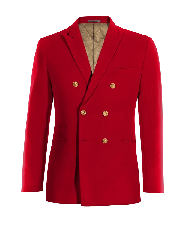  Blazer cruzada rojo intenso solapa en pico slim fit