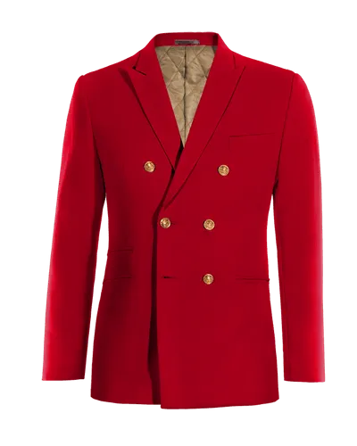  Blazer cruzada rojo intenso solapa en pico slim fit