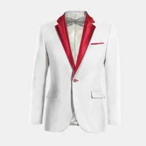  Blazer Esmoquin blanco nieve de lino slim fit de 1 botón