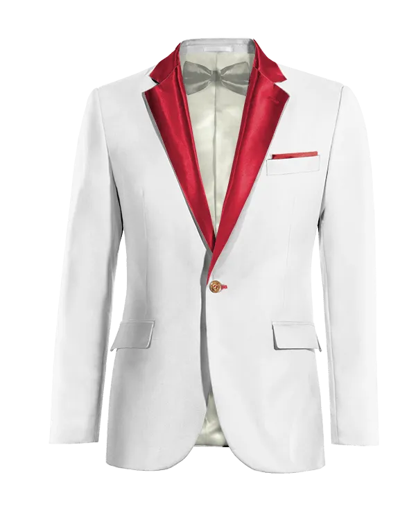  Blazer Esmoquin blanco nieve de lino slim fit de 1 botón