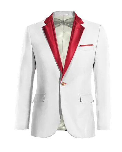  Blazer Esmoquin blanco nieve de lino slim fit de 1 botón