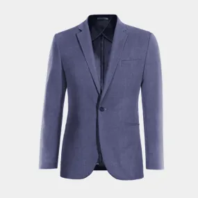  Blazer sin forro azul de lino slim fit de 1 botón