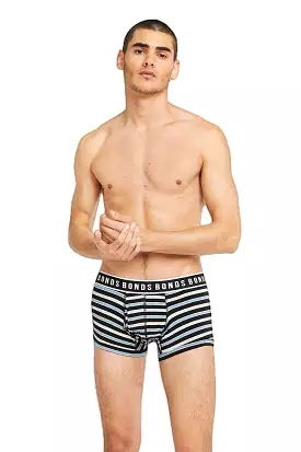 Bonds Fit Trunks Mens Underwear Cream Blue Black Stripes 7S1