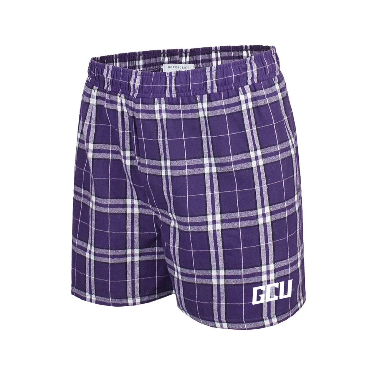 Boxercraft Men's Purple GCU Plaid Flannel Shorts