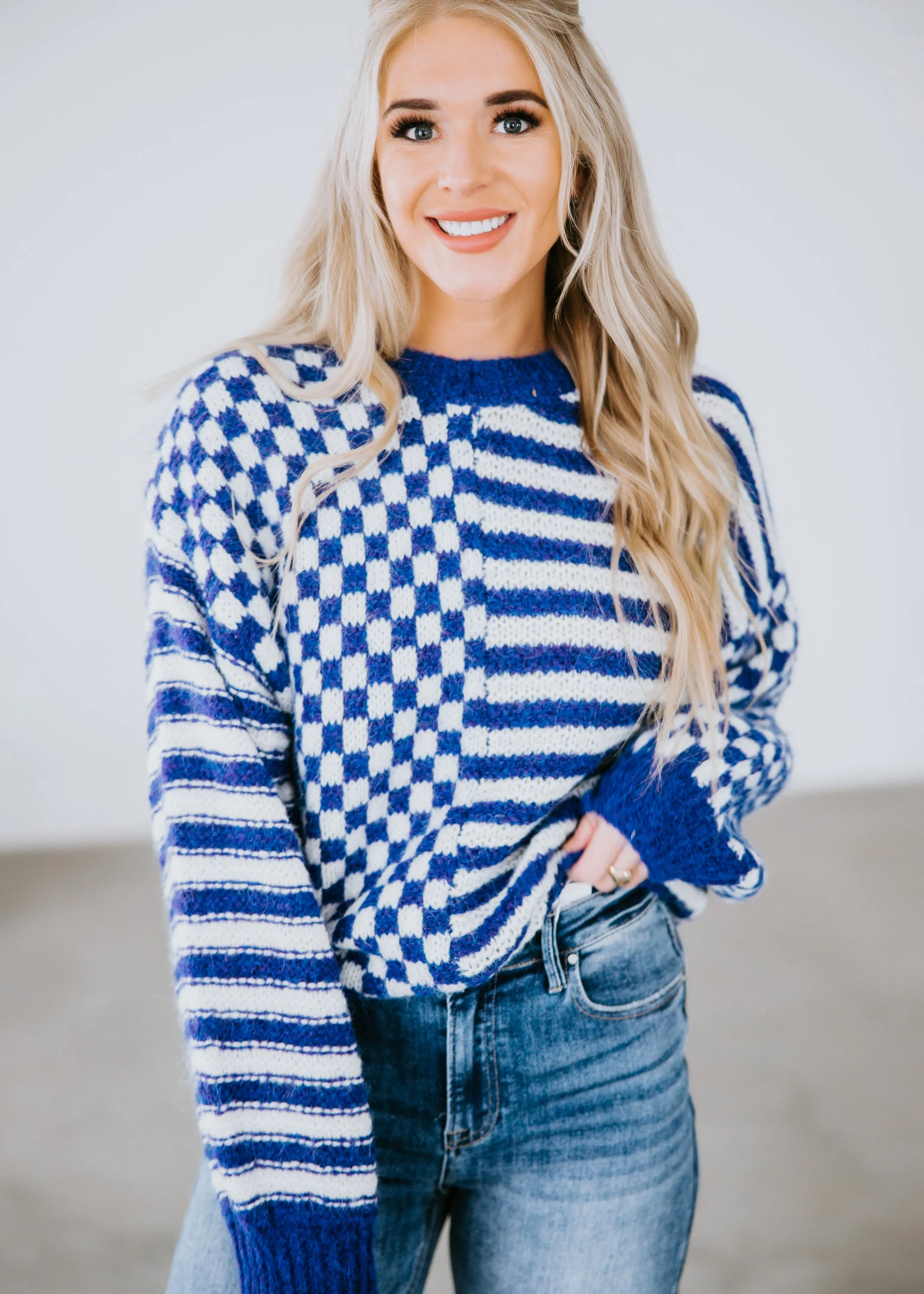 Cameron Checkered Knit Sweater