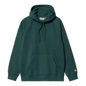 Carhartt WIP Chase Hoody Botanic / Gold, 58/42% Cotton/Polyester Sweat, 13 oz, regular fit, brushed, flatlock stitching, adjusta