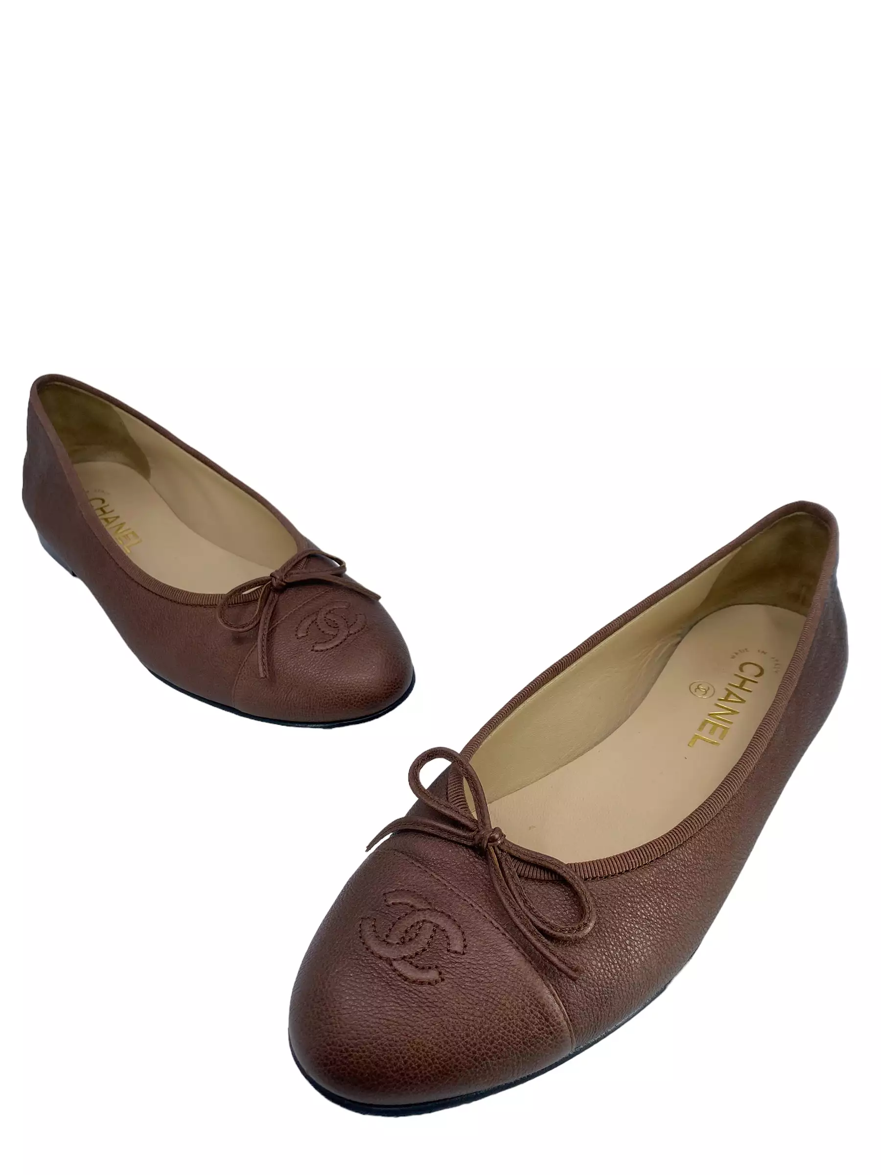 Chanel interlocking CC logo leather Flats Size 10 I IT 40