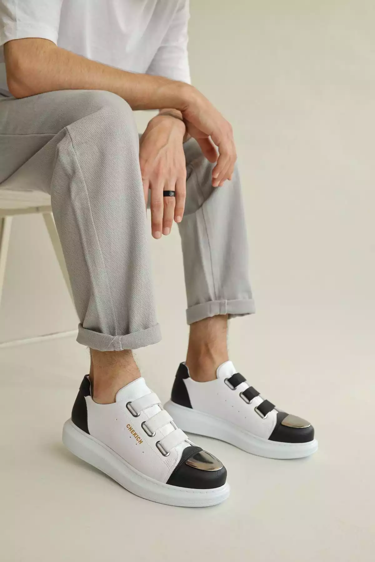 Chekich Men's White Black Casual Shoes ch251