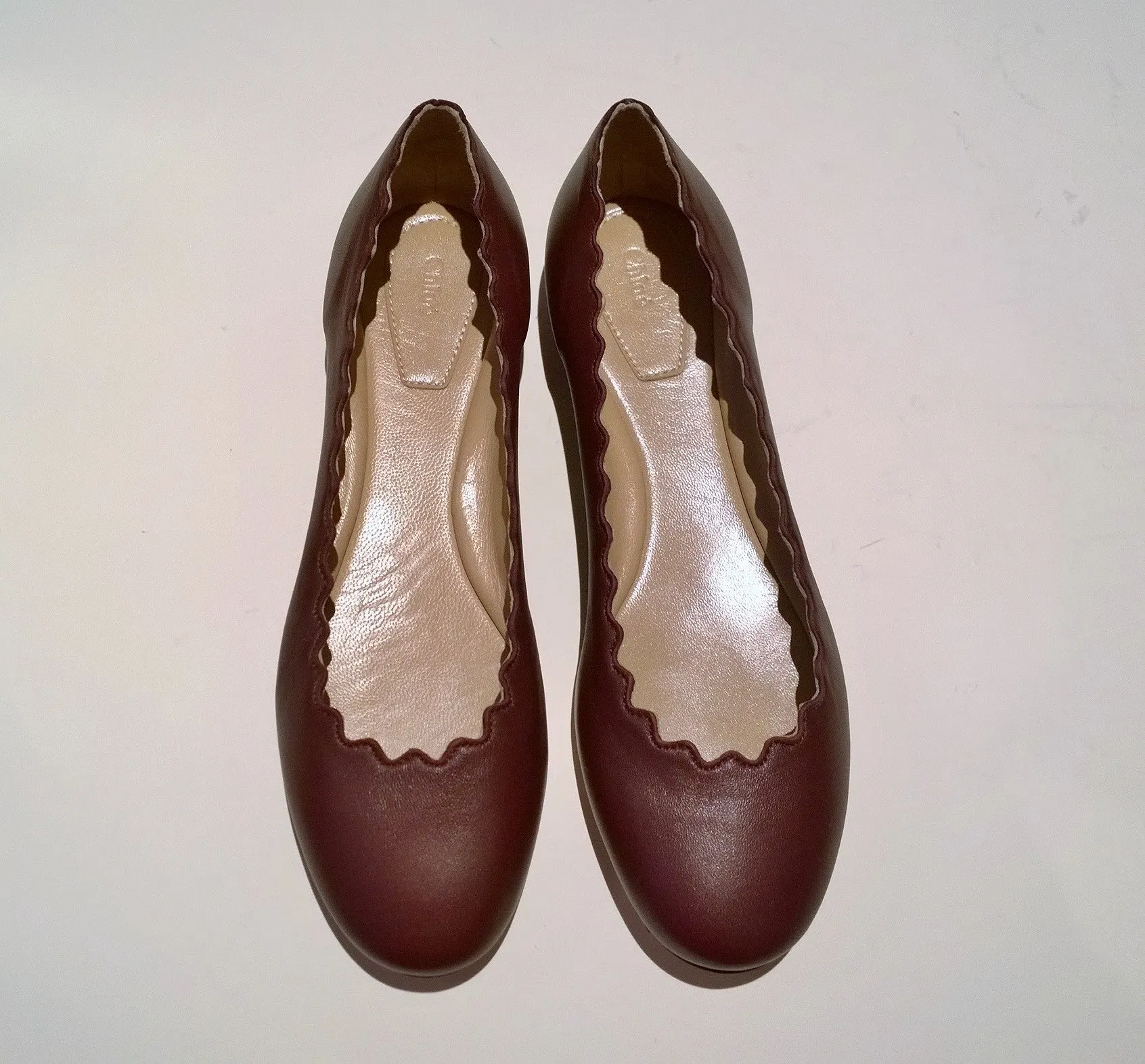 Chloé Lauren Scallop Flats in Deep Purple Leather New in Box Shoes