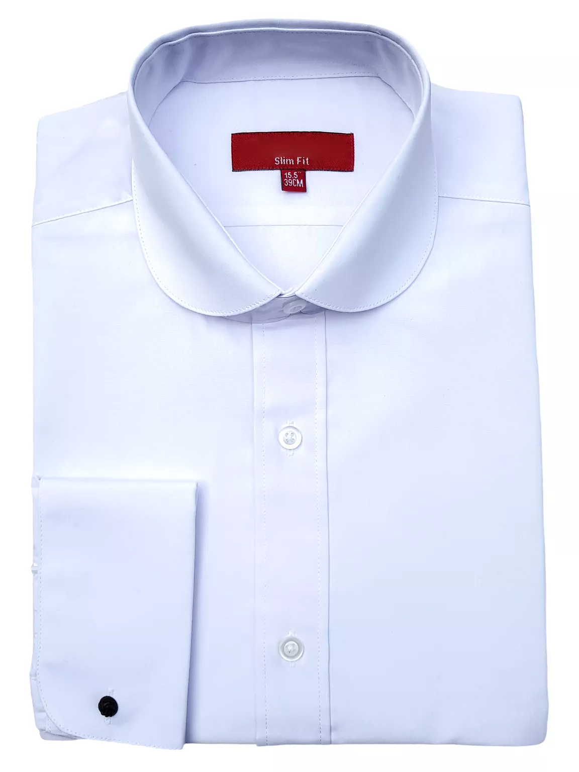 Colin Ross Men's White Penny Round Collar Double Cuff Shirt