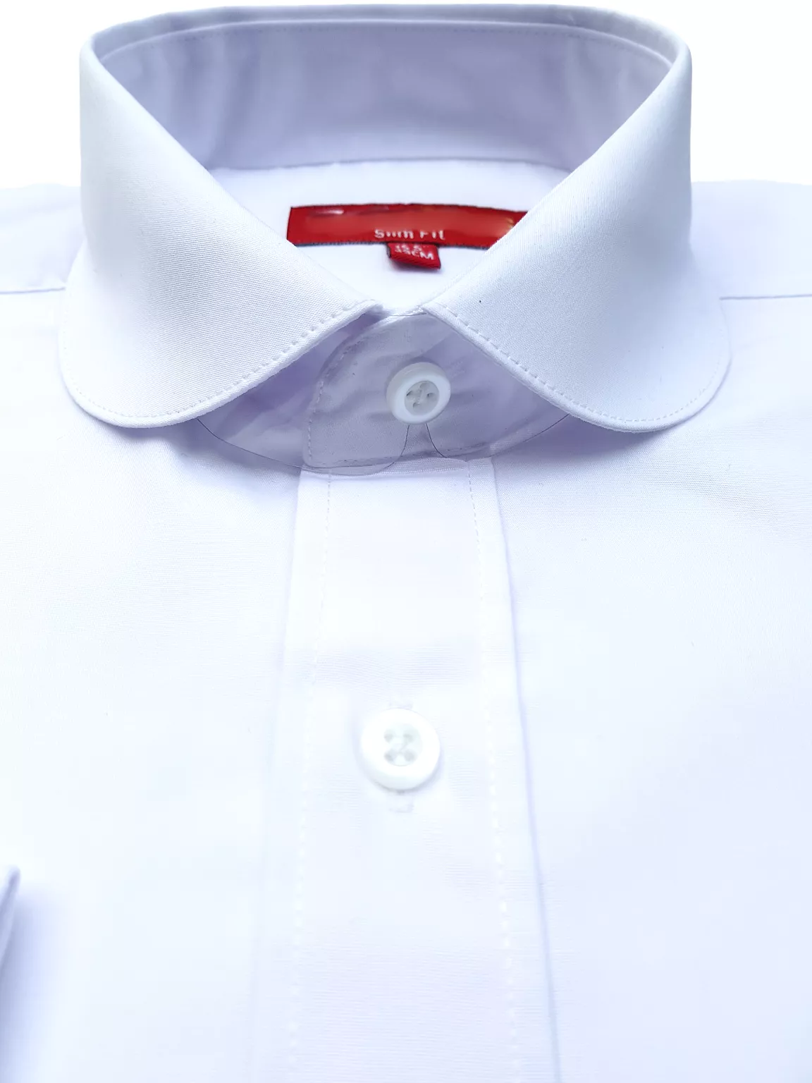 Colin Ross Men's White Penny Round Collar Double Cuff Shirt