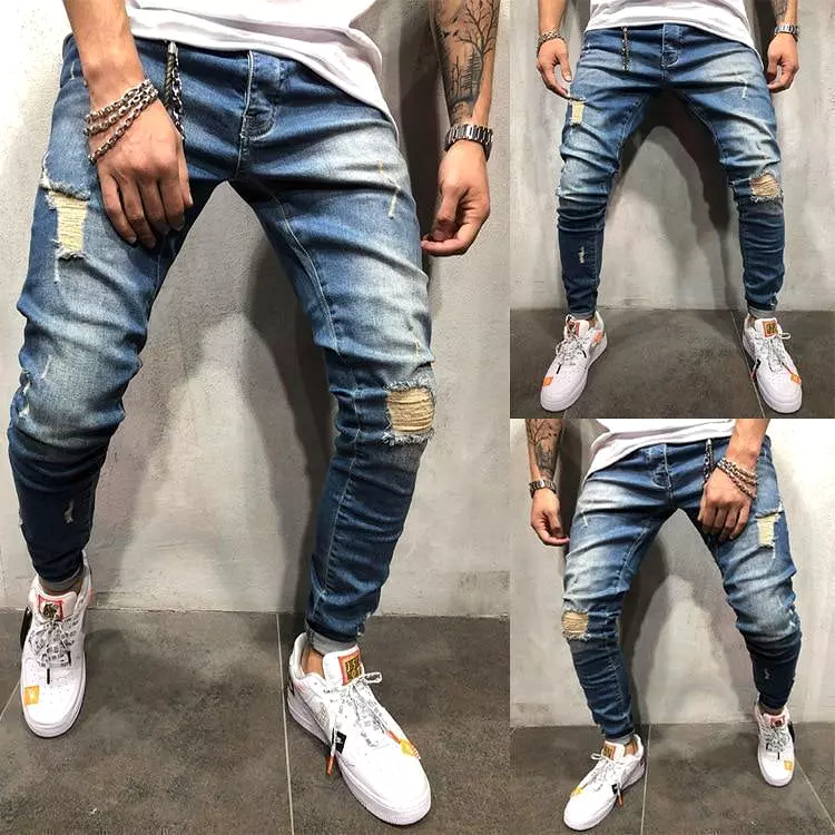 Distressed Stretch Jeans Pants For Men