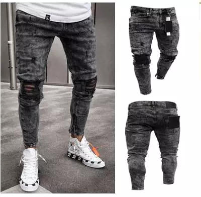 Distressed Stretch Jeans Pants For Men