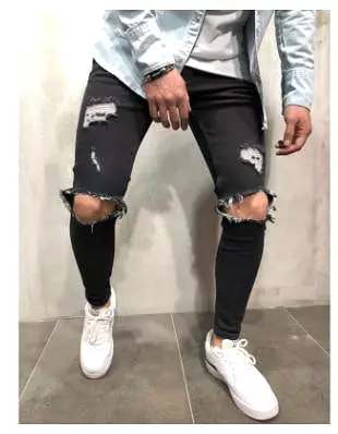 Distressed Stretch Jeans Pants For Men