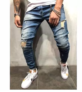 Distressed Stretch Jeans Pants For Men