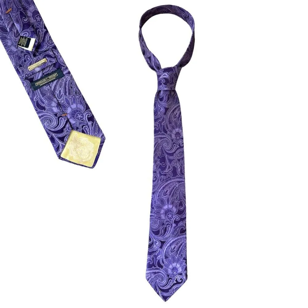 DONALD J. TRUMP SIGNATURE COLLECTION MENS PAISLEY PURPLE SILK TIE - Pepper Tree London