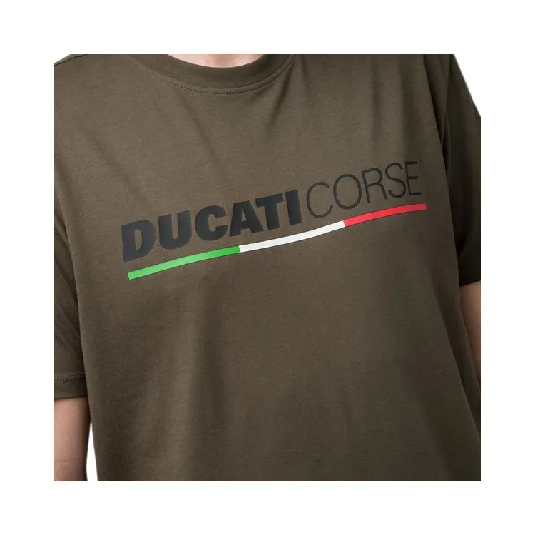 Ducati MEN'S DC24MA04 T-Shirt Uomo con Stampa Verde Militare