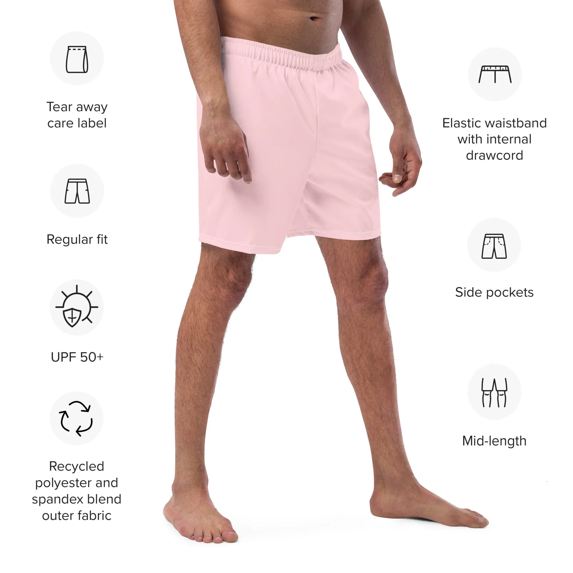 ECO MEN'S SWIM SHORTS - BLUSH PINK