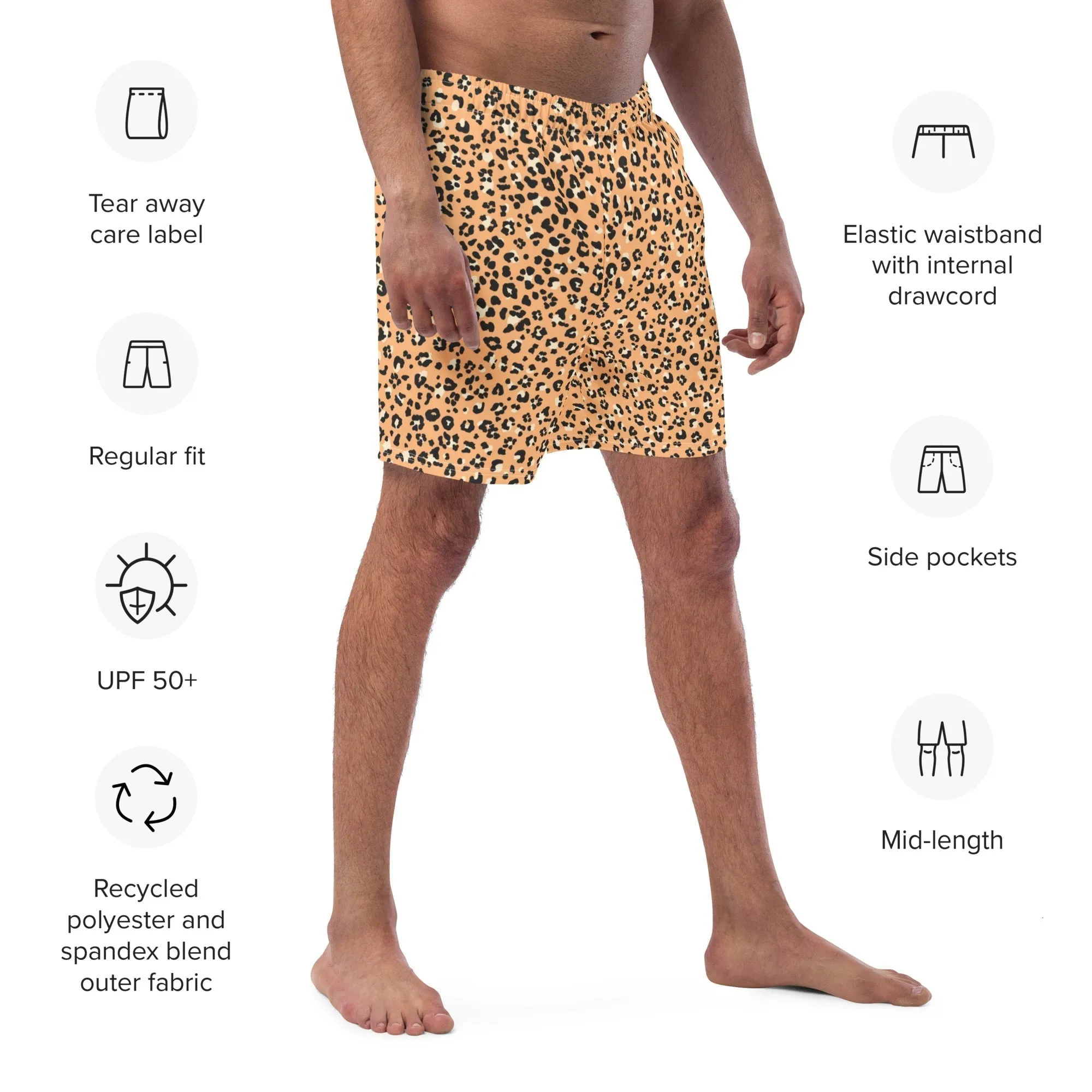 ECO MEN'S SWIM SHORTS |ORANGE LEOPARD