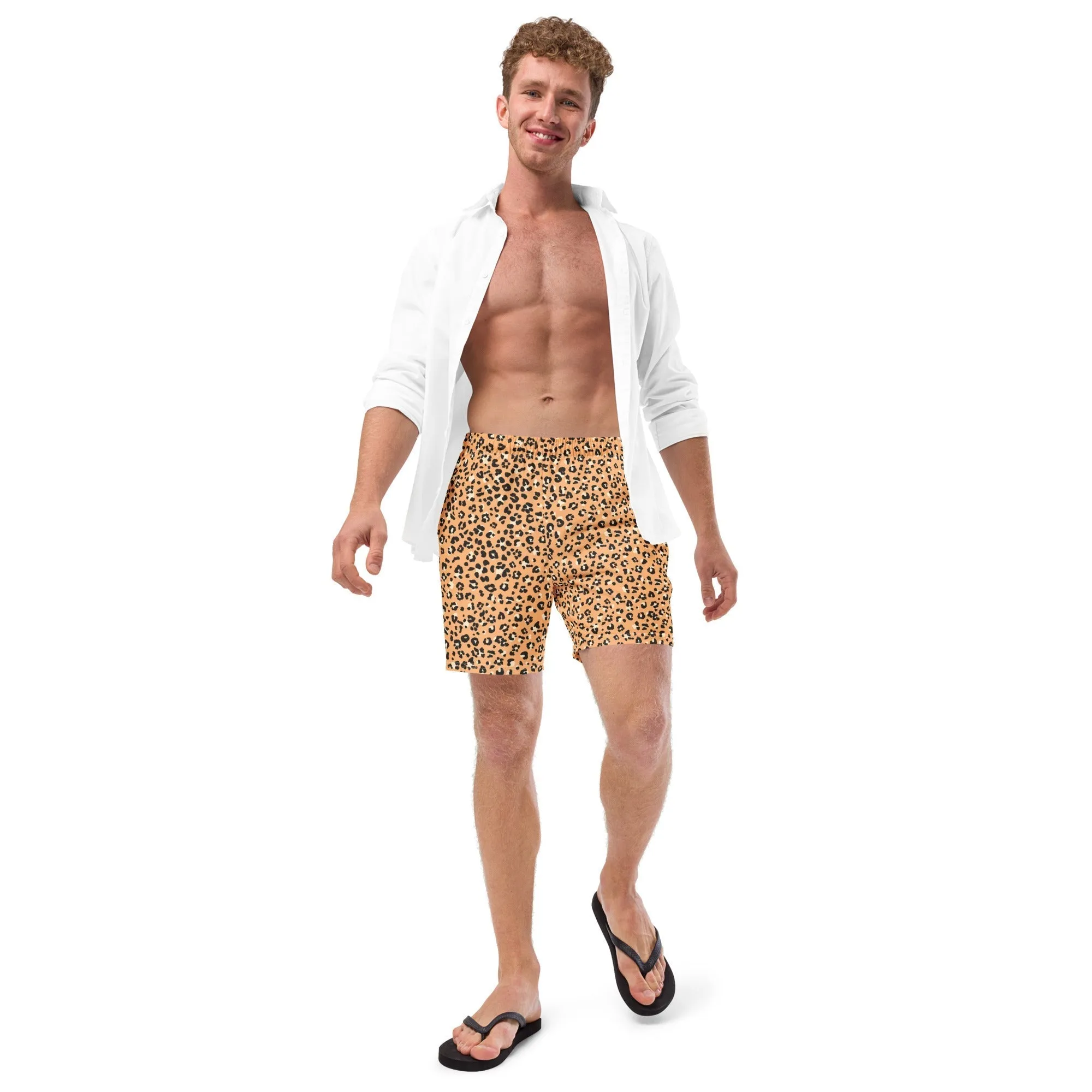 ECO MEN'S SWIM SHORTS |ORANGE LEOPARD