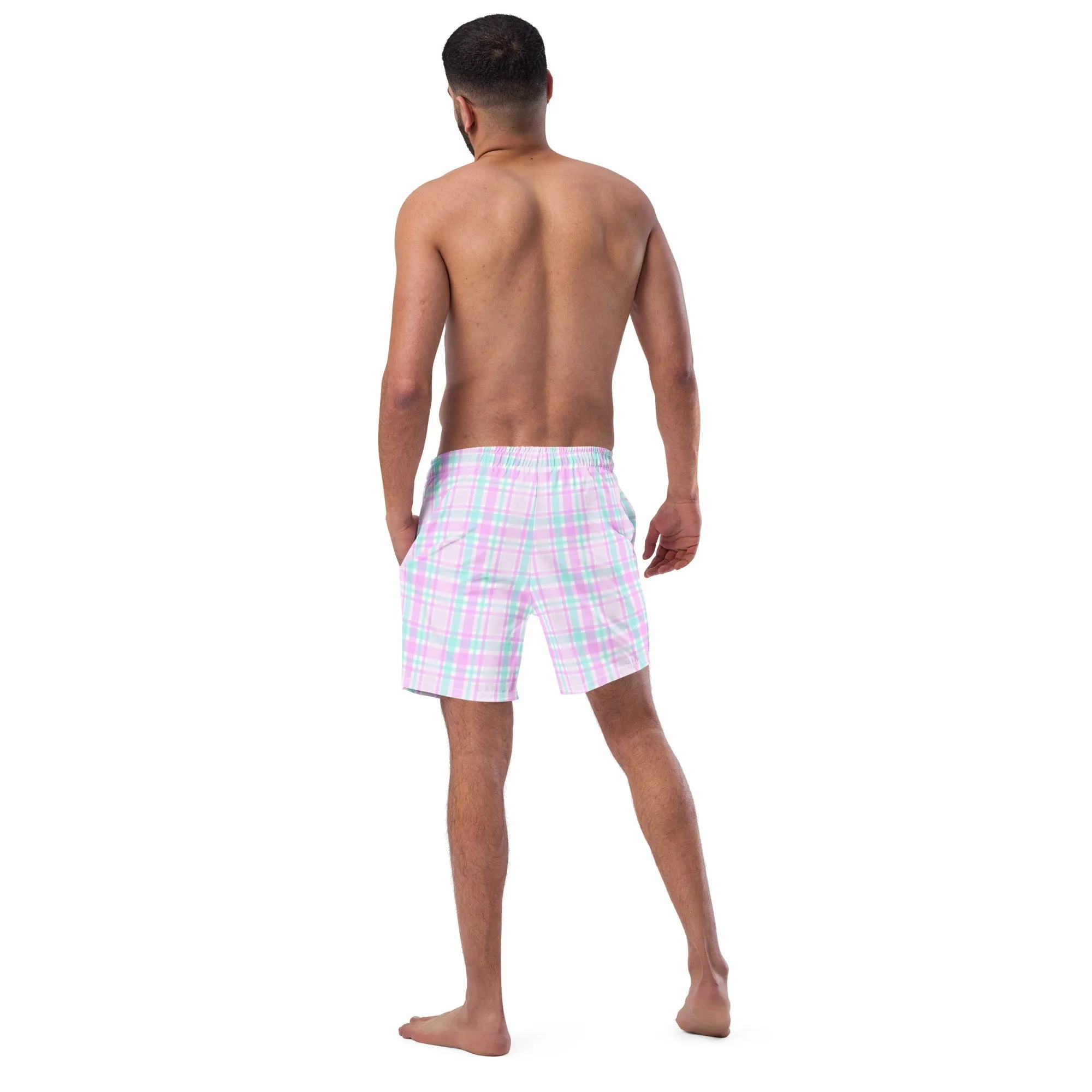 ECO MEN'S SWIM SHORTS |PINK PLAIDS