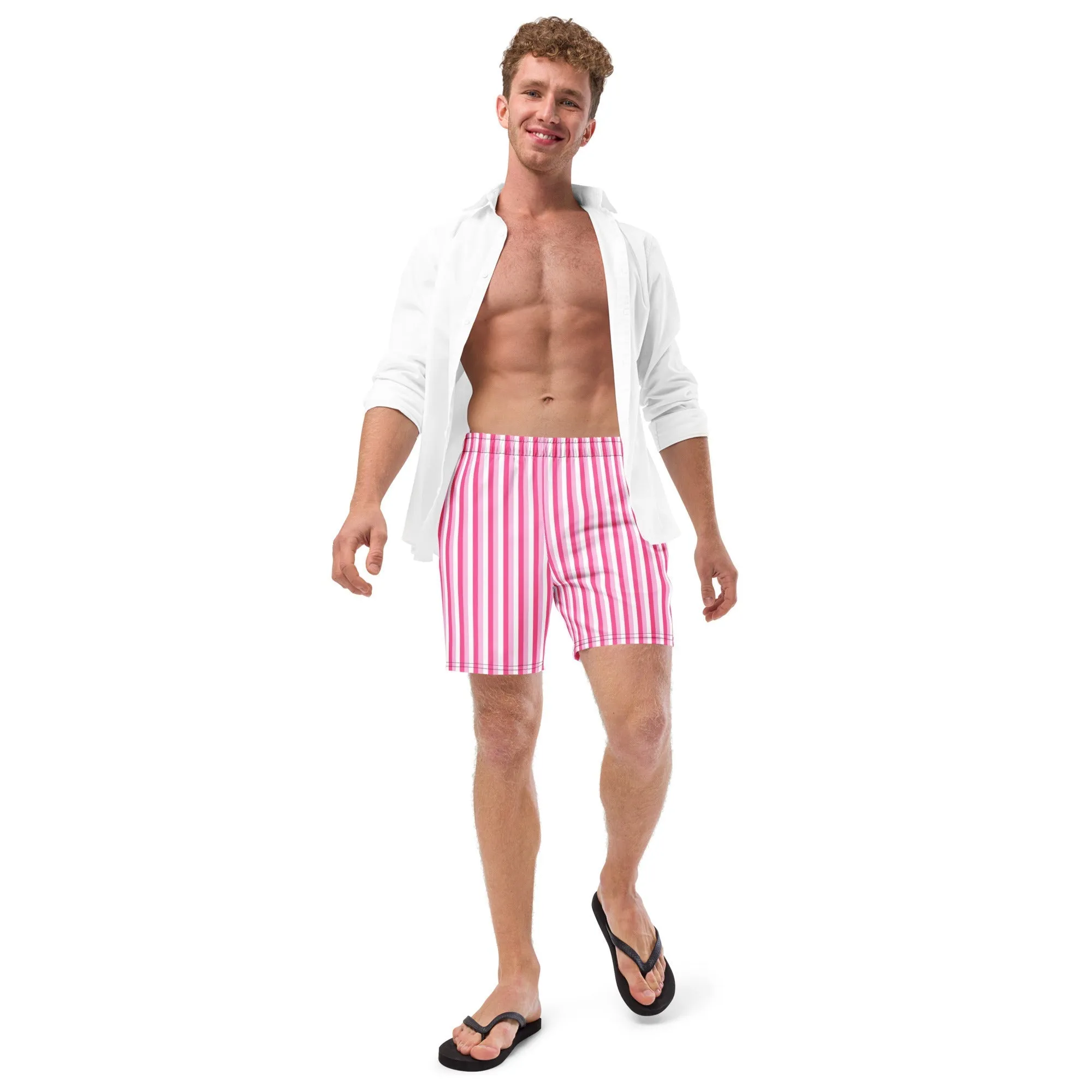 ECO MEN'S SWIM SHORTS - PINK STRIPES