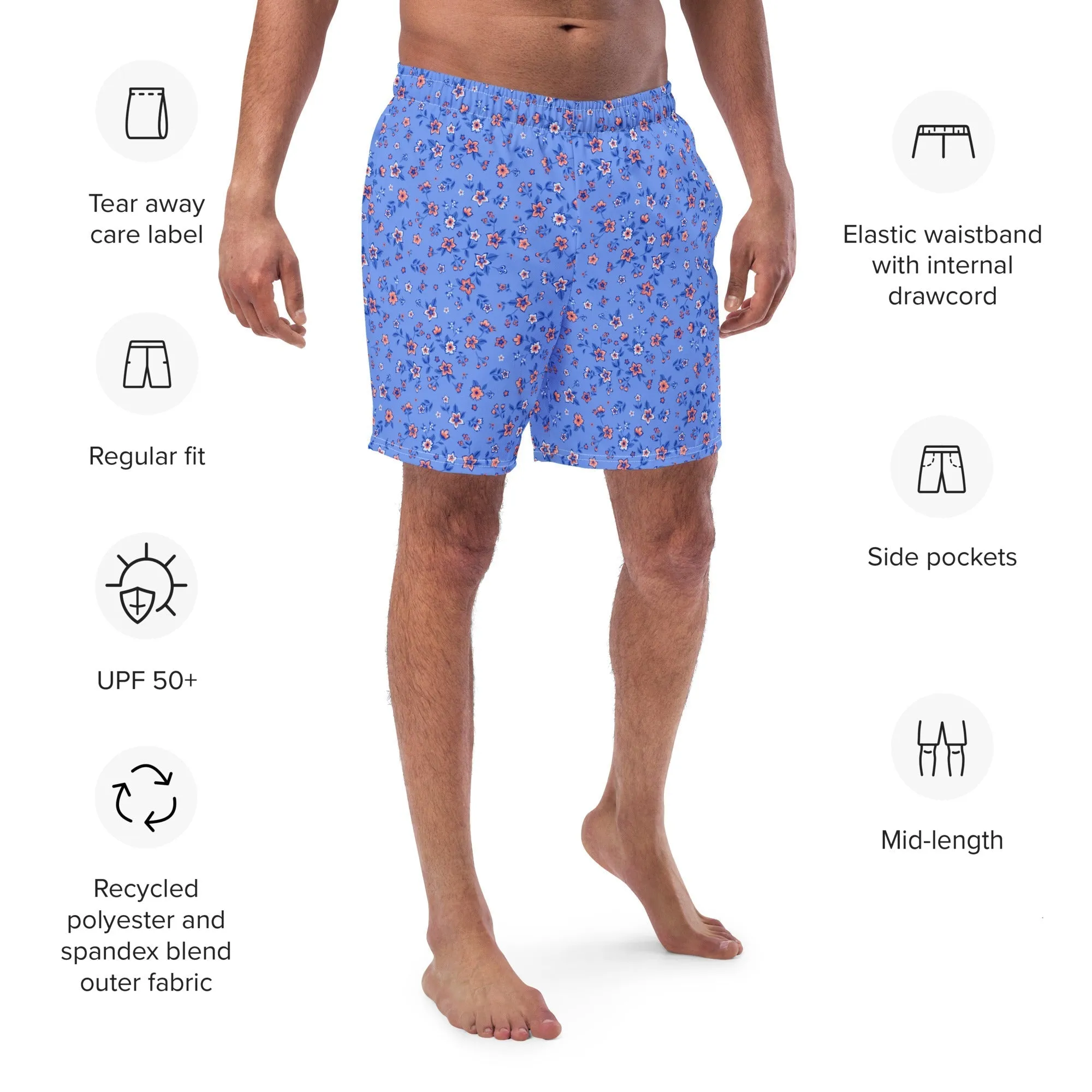 ECO MEN'S SWIM SHORTS |SAPPHIRE FLORALS