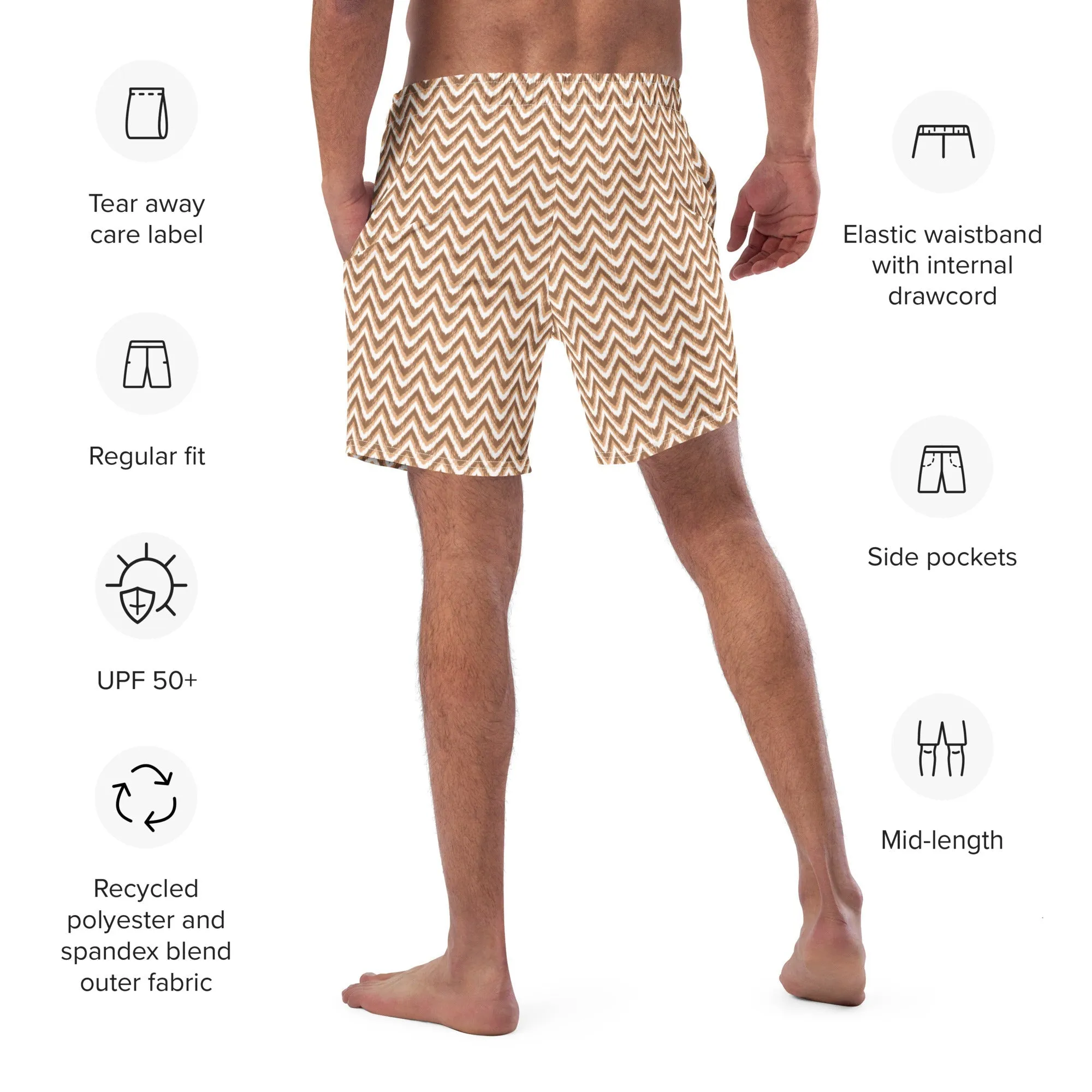 ECO MEN'S SWIM SHORTS - ZIG CHOCOLATE