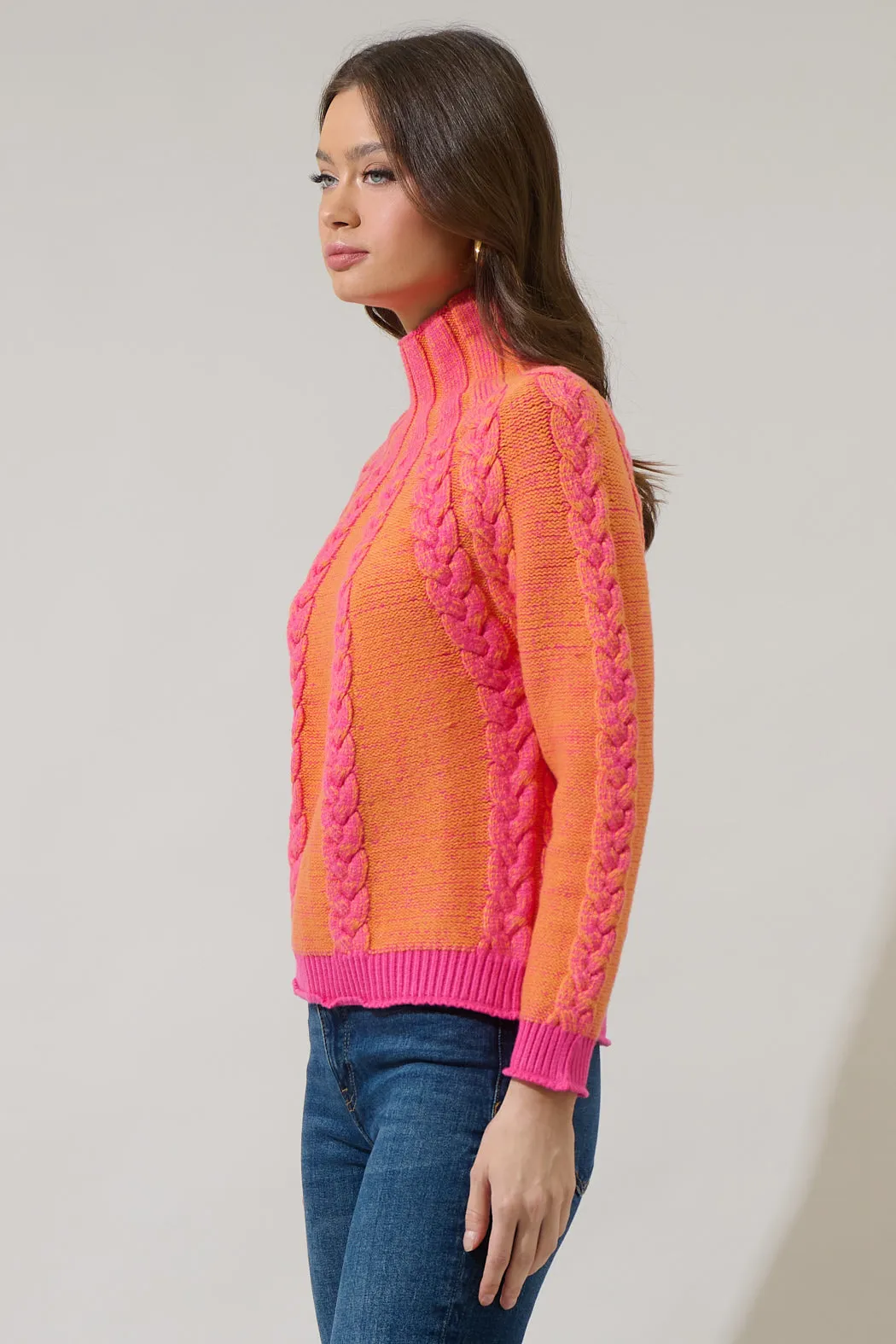 Elnora Contrast Raglan Sleeve Sweater