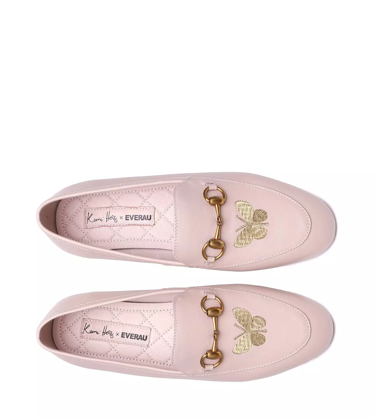 EVERAU Everau Pink Loafer With Metal Buckle And Butterfly Embroidery