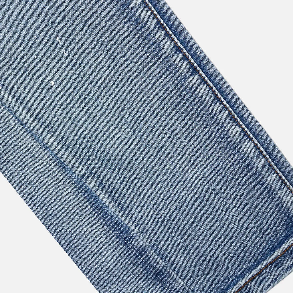 Faded Blue Denim 3d Slim Tapered Jeans