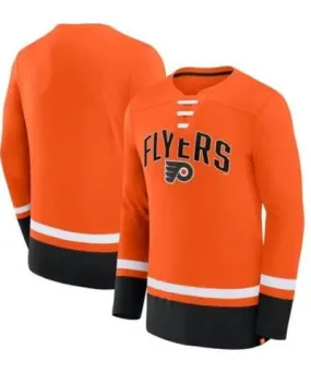 Fanatics Men's NHL Fanatics Philadelphia Flyers Back Pass Lace-Up Long Sleeve T-Shirt