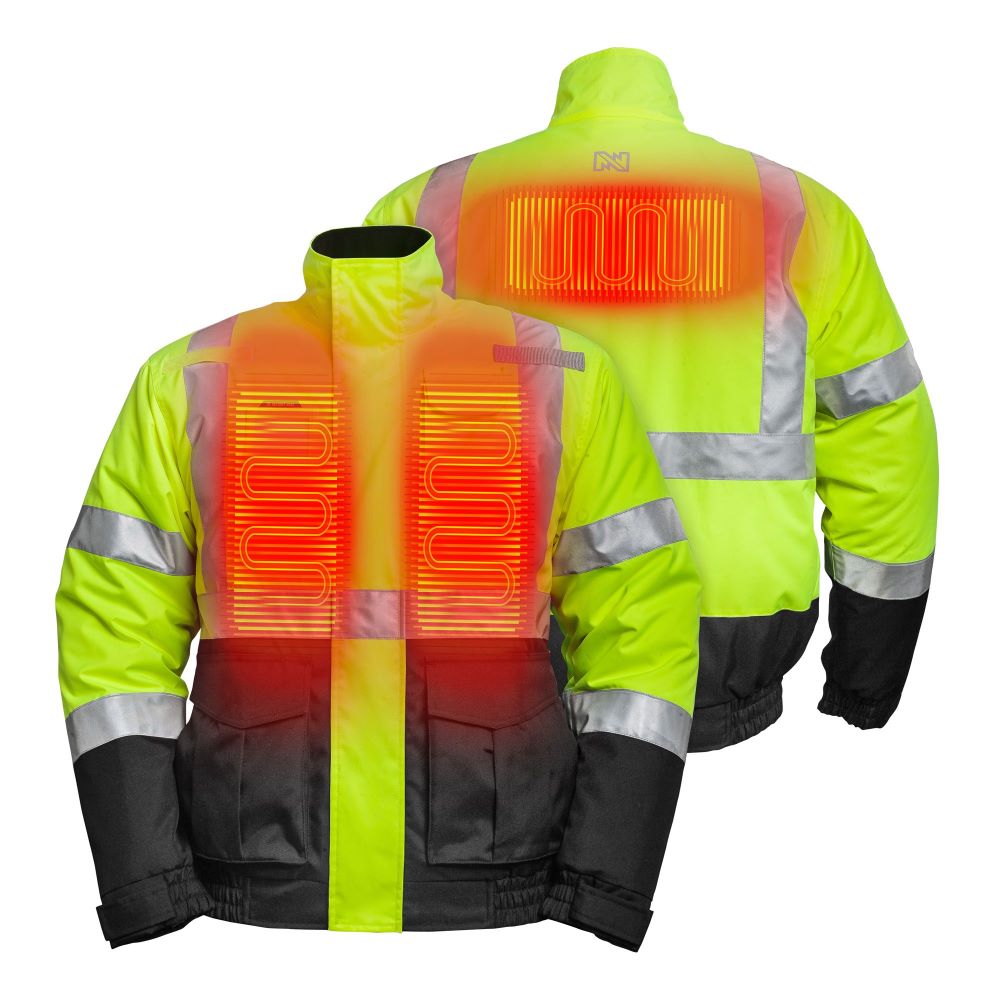 'Fieldsheer' Men's Hi-Vis Heated Jacket - Hi-Vis Yellow