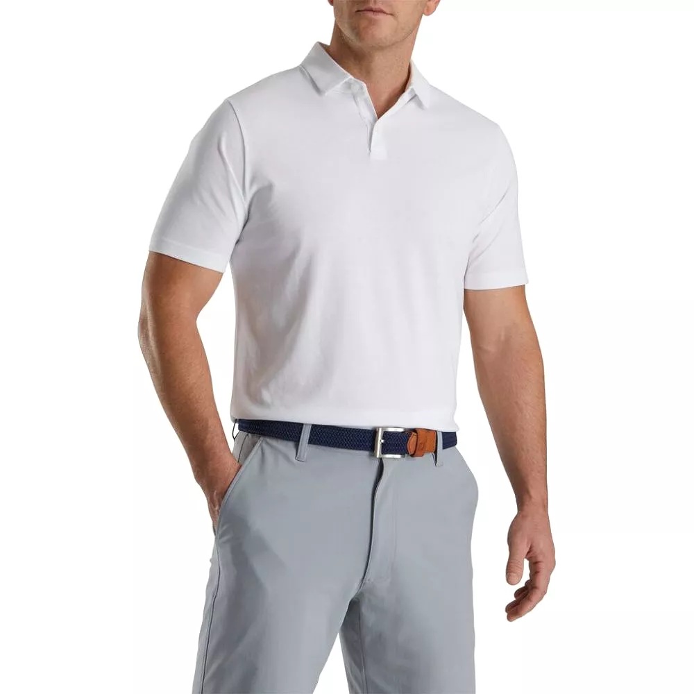 Footjoy Men's Athletic Fit Solid Jersey Golf Polo - Lagoon