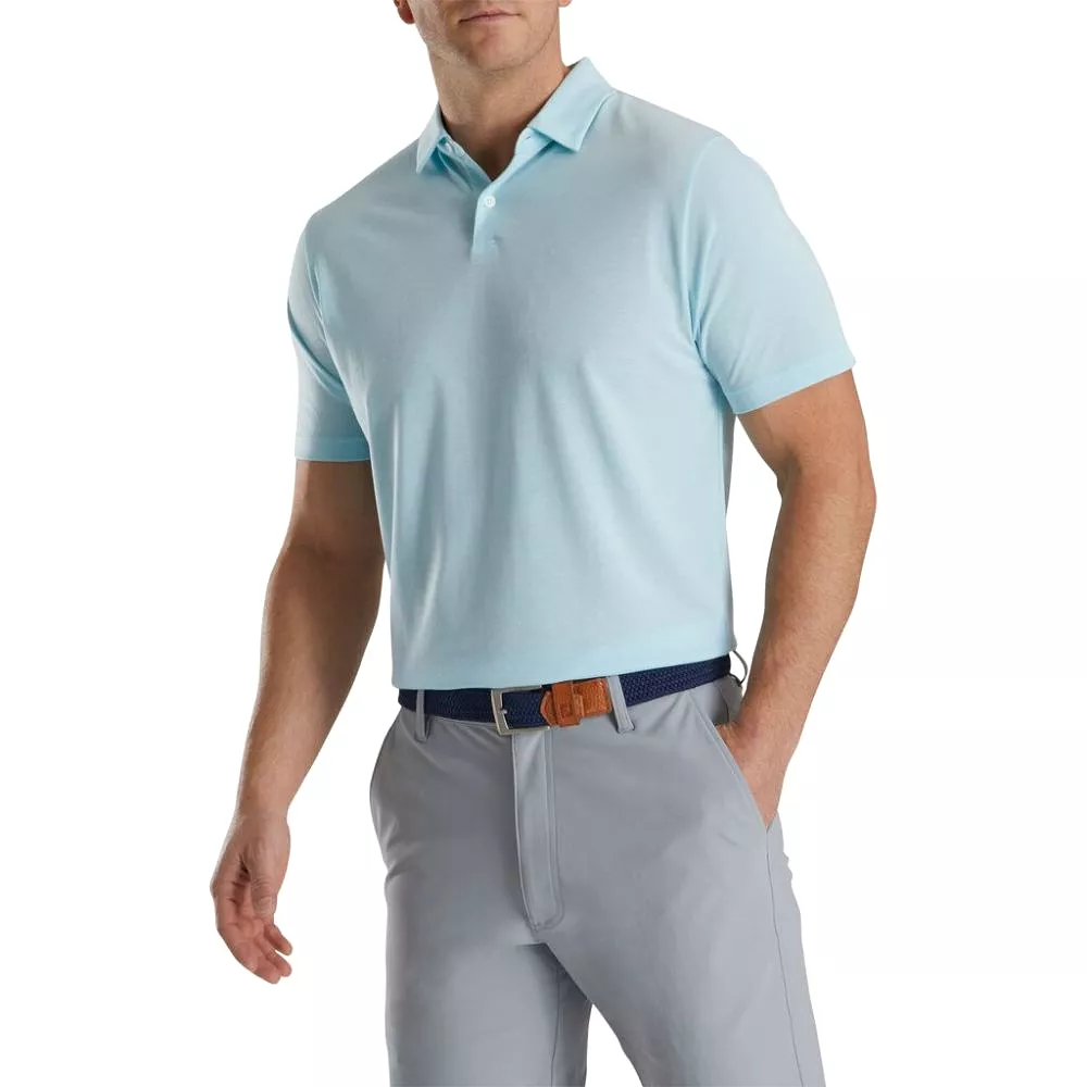 Footjoy Men's Athletic Fit Solid Jersey Golf Polo - Lagoon