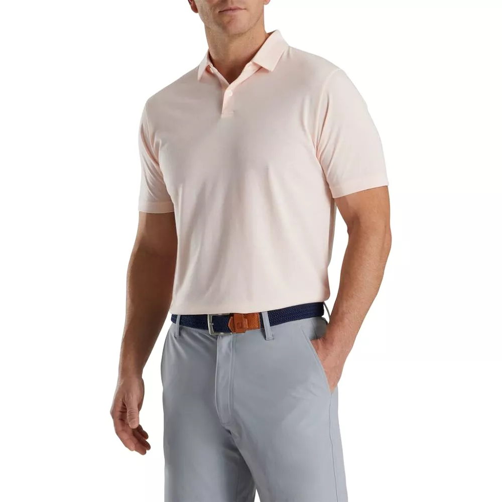 Footjoy Men's Athletic Fit Solid Jersey Golf Polo - Lagoon