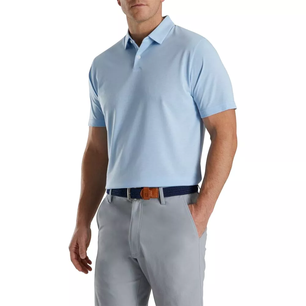 Footjoy Men's Athletic Fit Solid Jersey Golf Polo - Lagoon